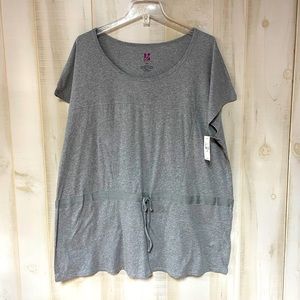 NWT Lane Bryant Active Gray Drop Waist Drawstring Tunic Top Sz 18/20
